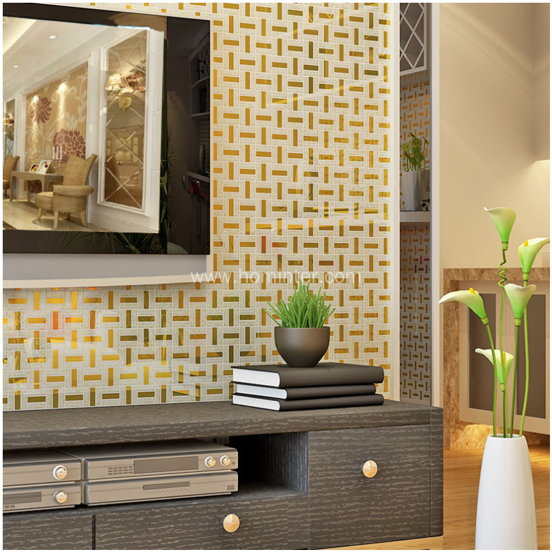 modern gold wall tile living room
