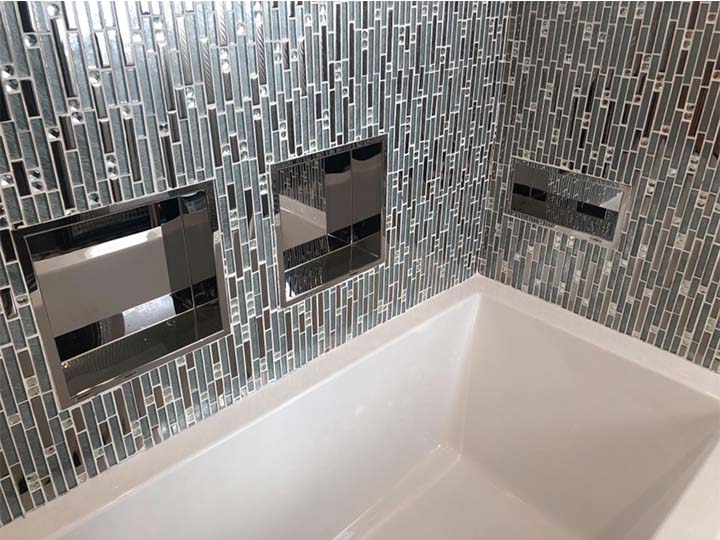 glitter glass tile bathtub wall surround