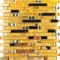 Gold Glass and Metal Mosaic Linear Wall Tiles Glossy Stainless Steel Backsplash Tile