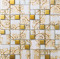 Glossy Glass Tile White Gold Mosaic Wall Backsplash Tiles