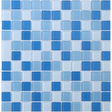 Glass Pool Tile 1x1 Blue White Glossy Mosaic Spa Tiles
