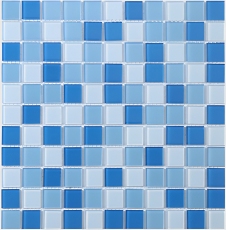Glass Pool Tile 1x1 Blue White Glossy Mosaic Spa Tiles