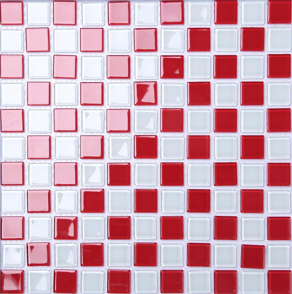 Glass Mosaic Tile Kitchen Backsplash Red White Floor and Wall Tiles