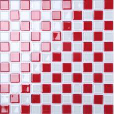 Glass Mosaic Tile Kitchen Backsplash Red White Floor and Wall Tiles