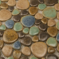 Porcelain Tile Mosaic Pebbles Brown Bathroom Wall and Floor Tiles