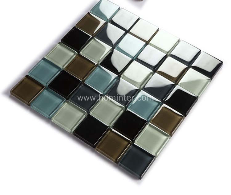 Glass Metal Tile Iridescent White & Silver Mirror Stainless Steel Backsplash  Wall Tiles