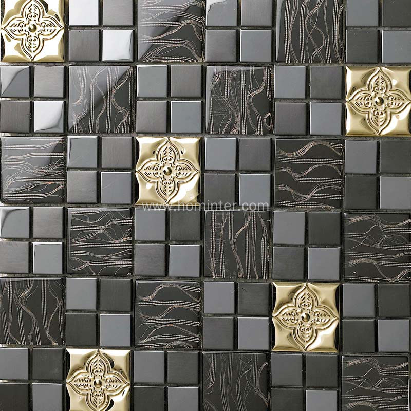 Glass Metal Tile Iridescent White & Silver Mirror Stainless Steel