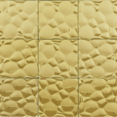 Gold Stainless Steel Metal Mosaic Water-Cube Bling Backsplash Tile