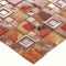 Glass Metal Backsplash Tile Leaf Pattern Red Gold Mosaic Wall Tiles