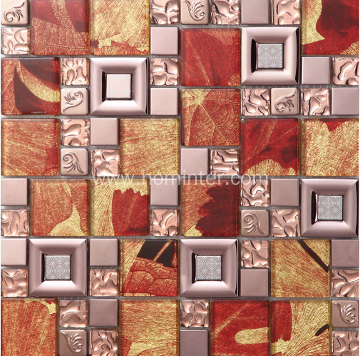 Glass Metal Tile Kitchen Backsplash Brown & Rose Gold Mosaic  Glass tile  backsplash kitchen, Glass tiles kitchen, Decorative wall tiles