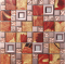 Glass Metal Backsplash Tile Leaf Pattern Red Gold Mosaic Wall Tiles