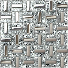 Glossy Glass Tile White Gold Mosaic Wall Backsplash Tiles