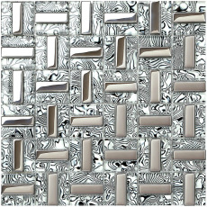 Zebra Pattern Glass Mosaic Tile Basket Weave Chrome Backsplash