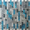 Gray and Teal Backsplash Tile Striped Marble & Glass Mosaic