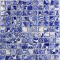 Porcelain Mosaic Squares Blue and White Tile Random Floral Pattern