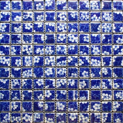 Porcelain Mosaic Chinese Style Blue and White Tile Kitchen Backsplash