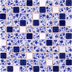 Blue and White Tile Porcelain Mosaic Kitchen Backsplash