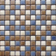 Glazed Porcelain Square Mosaic Blue Begin & Brown Floor and Wall Tile