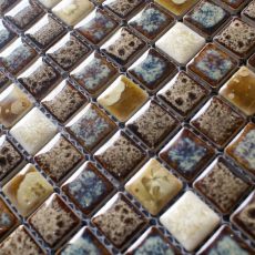 Porcelain Mosaic Square Tile Glazed Beige Brown Bathroom Tiles
