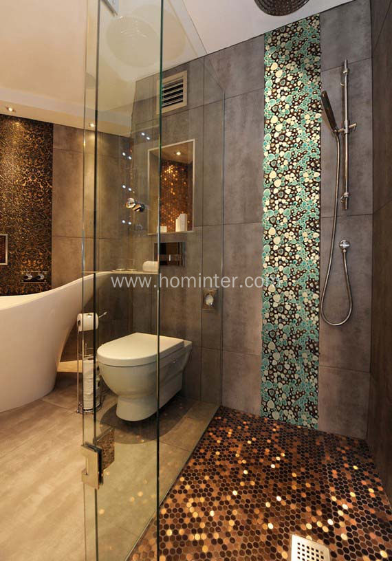 Stainless Steel Penny Pebble Metal Mosaic Tile