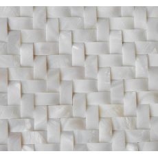 White Mother of Pearl Arched Tile Backsplash Herringbone Mosaic Pattern Nature Shell Material