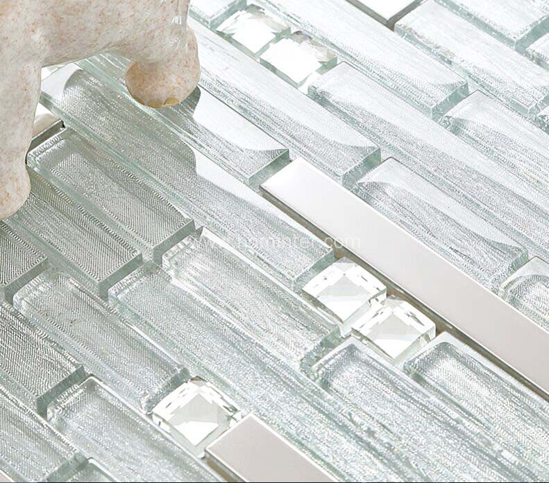 silver with black crystal glass mosaic tiles silver plated glass tiles  kitchen wall design tile backsplashes