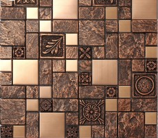 Vintage Style Fireplace Tiles Metallic-Finished Fossils Mosaic