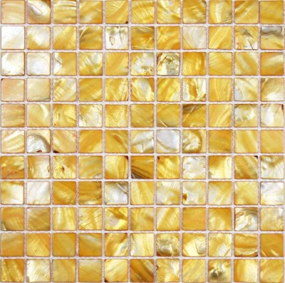 Mother of Pearl Backsplash Tile Stained Gold Shell Mosaic Wall Tiles