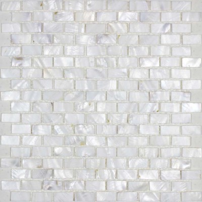 White Mother of Pearl Tile 19/32"x1-3/16" Mini Subway Shell Mosaic Backsplash