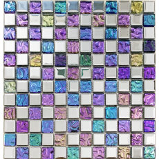 Multicolor Squares Glass Tiles Mosaic Backsplash Bathroom Wall Tile