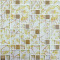 Glossy Glass Tile White Gold Mosaic Backsplash Wall Tiles