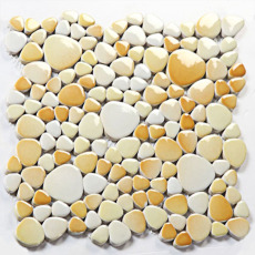 Porcelain Pebble Tile Light Yellow Ceramic Mosaic Wall and Floor Tiles