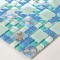 Beach House Style Backsplash Tile Blue Crackle Glass with Resin Shell Mosaic