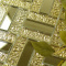 Gold Glass Mirror Tile Glossy Basket Weave Pattern Kitchen Backsplash