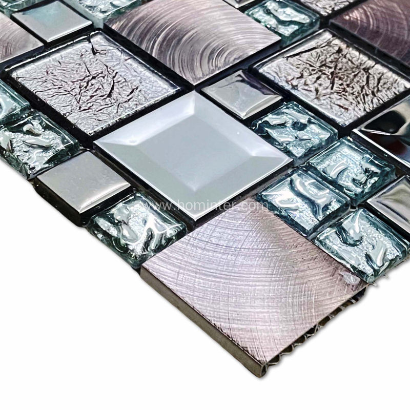 Glass Metal Gray Copper Mosaic Backsplash Tile