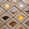 Retro Glass Kitchen Backsplash Tile Brown Gold Mosaic Window Pattern