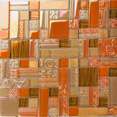 Glass Metal Mosaic Backsplash Brushed Aluminum Accent Wall Tiles