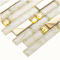 Modern Glass Metal Linear Wall Tile White and Gold Ribbon Mosaic