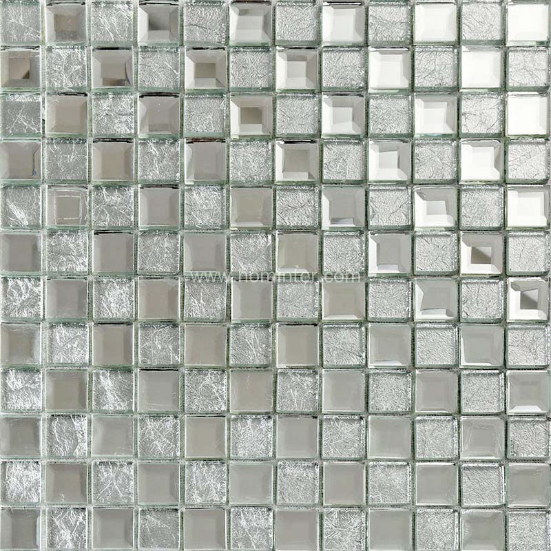 Mirror Mix Herringbone Mosaic Glass Tile