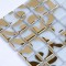 Vintage Glass Wall Tile White and Gold Vulcan Pattern Mosaic