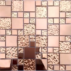 Black Stainless steel brown glass mosaic diamond tile kitchen back splash  interlocking MGT986 bathroom shower designs metal crystal glass tiles