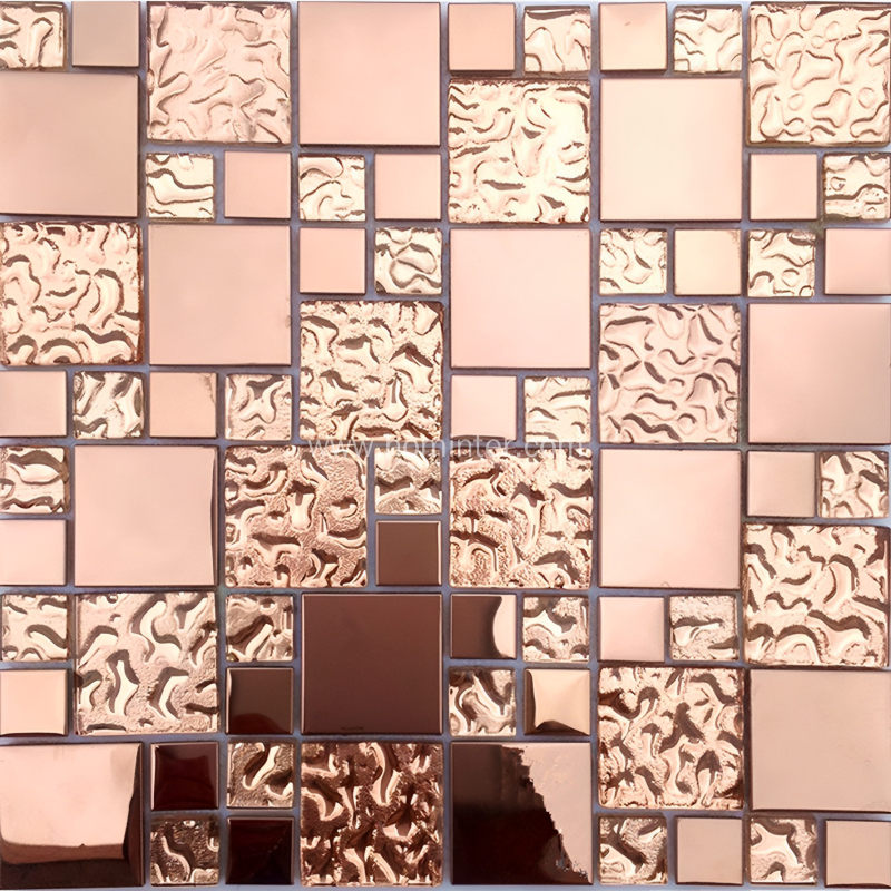 Glass Metal Tile Iridescent White & Silver Mirror Stainless Steel Backsplash  Wall Tiles