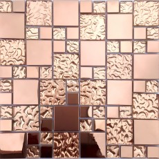 Rose Gold Glass Metal Mix Mosaic Tiles Shiny Backsplash Tile