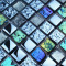 Glass and Stone Mosaic Iridescent Ink-Blue Square Wall Tile