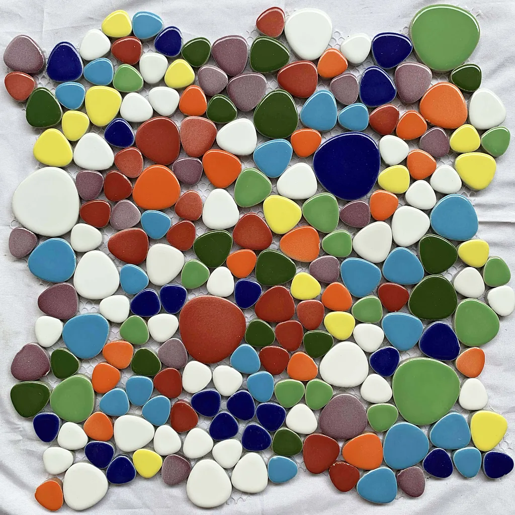 Pebbles Porcelain Glazed Tile Multicolored Heartshaped Mosaic Floor Tiles