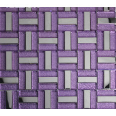 Glass Metal Tile Purple Silver Grid Pattern Mosaic Shower Wall Tiles