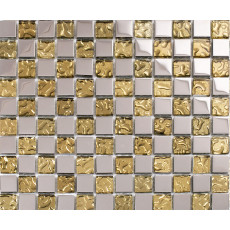 Glass Backsplash Tile Gold and Silver Mosaic Wall Tiles