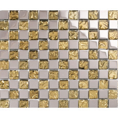 Glass Backsplash Tile Gold and Silver Mosaic Wall Tiles