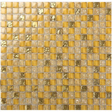 Gold Glass Backsplash Tile Crackle Mosaic Bathroom Wall Tiles