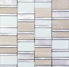 Stone and Glass Tile Brushed Aluminum Silver Metal Wall Tiles